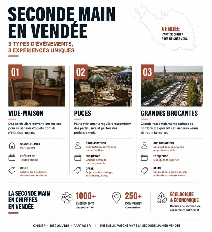 Types d'événements de vide-maison et brocantes en Vendée 85