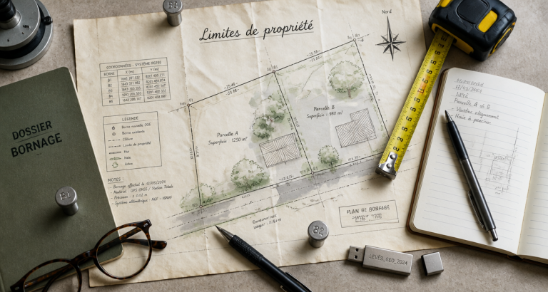 Bornage de terrain : 3 étapes pour fixer vos limites et sécuriser votre propriété geometre bornage bureau plan limites
