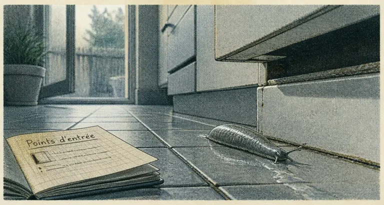 Limace dans la maison, traces de bave près de l’évier