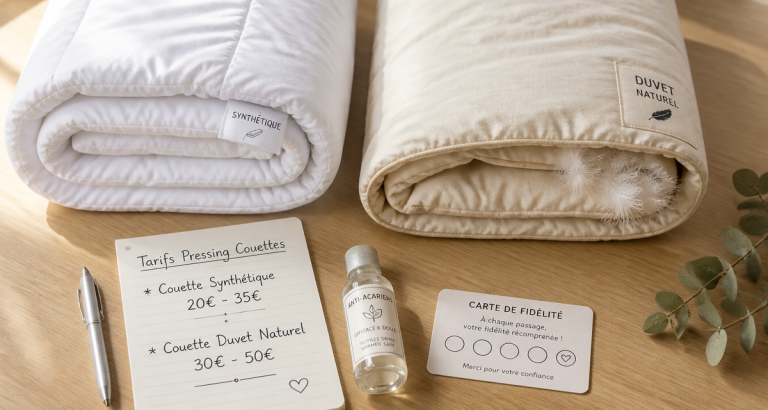 Prix nettoyage couette : les tarifs réels selon la matière et la taille prix pressing couette synthétique et duvet naturel