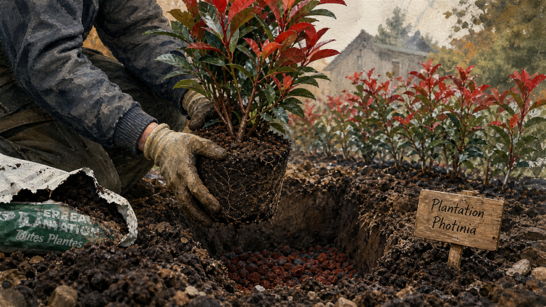 Quand planter le photinia : calendrier et conseils pour une haie réussie Quand planter photinia : photinia en pot mis en terre pour haie