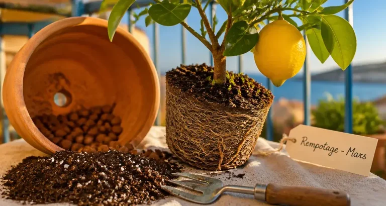 Quand rempoter citronnier : motte et racines, rempotage en mars