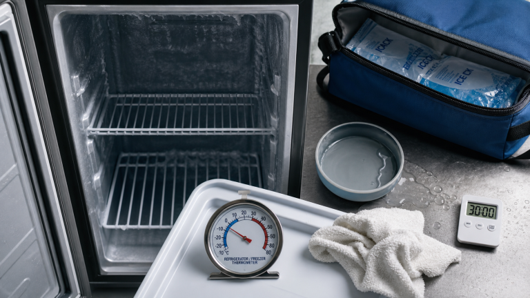 Remplir un congélateur après dégivrage : 3 à 6 heures et -18°C comme repères Combien de temps avant de remplir un congélateur après dégivrage : 3 à 6 h, -18°C