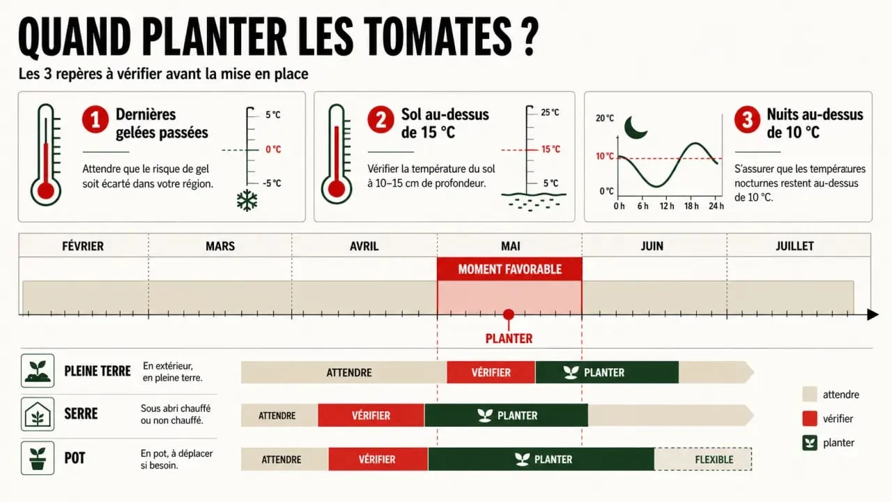 Quand planter ses tomates : repères de température, gelées et modes de culture