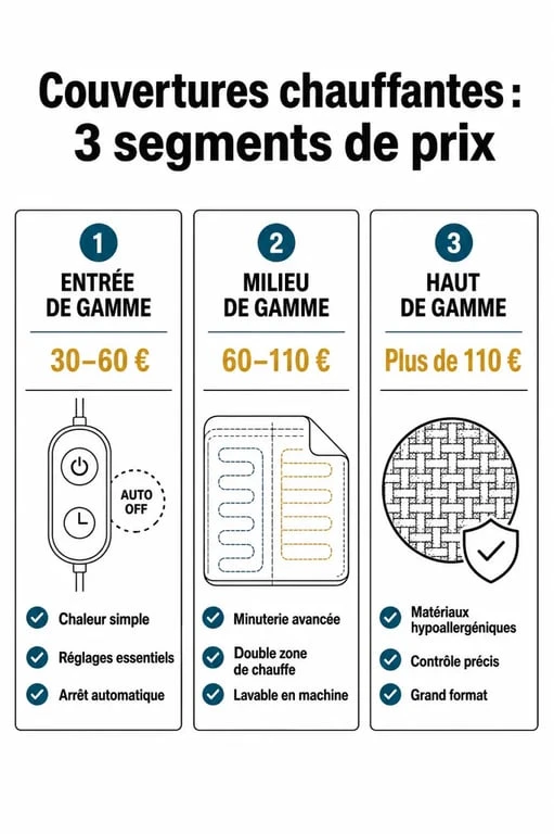 Comparatif des prix et fonctionnalités des couvertures chauffantes