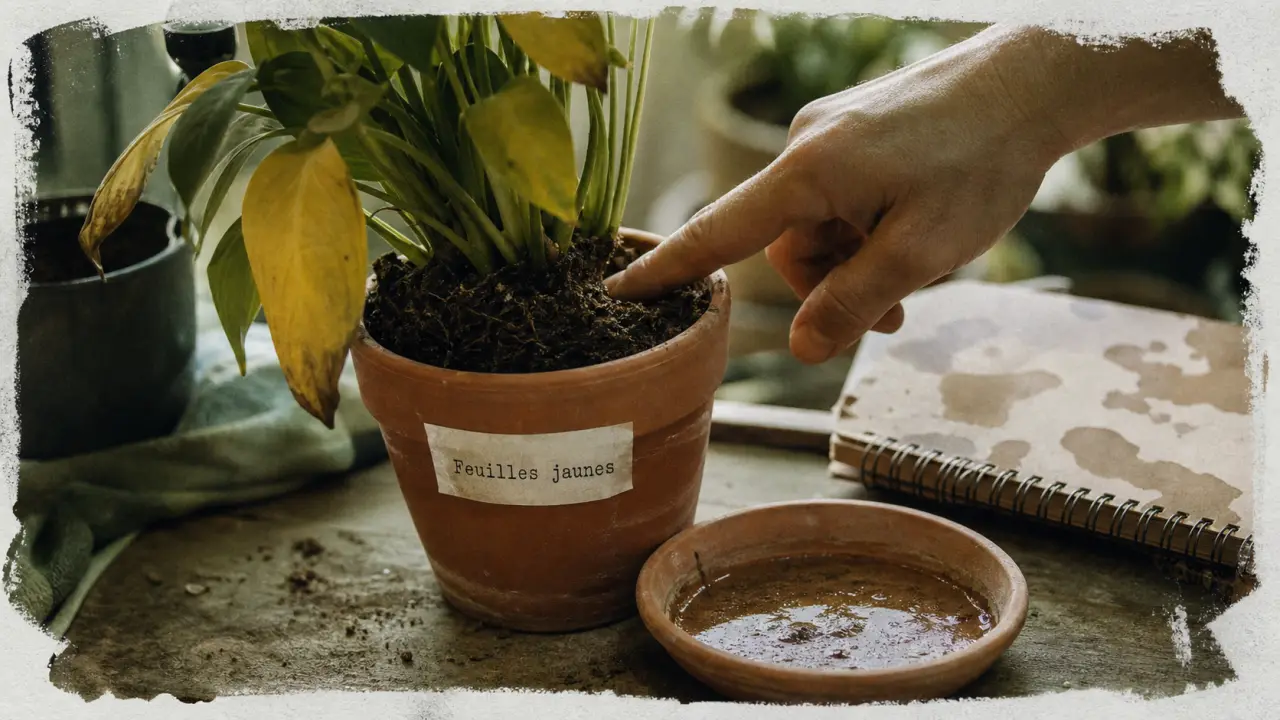 Feuille jaunissent : arrosage et lumière pour plantes en pot