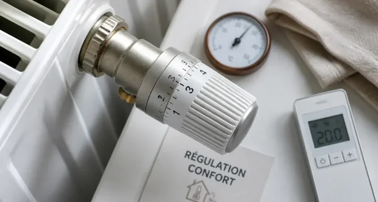 Fonctionnement vanne thermostatique : sonde et réglage sur radiateur