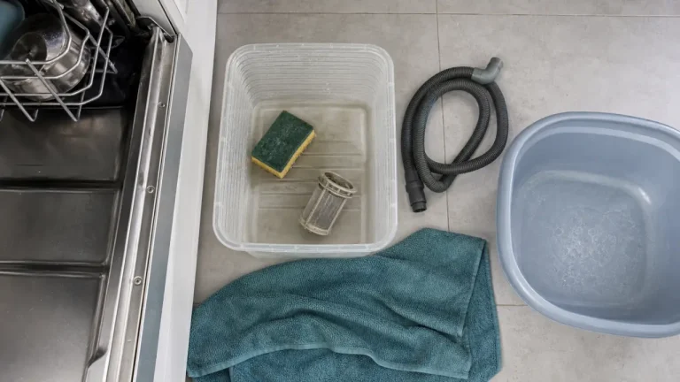 Vider le lave vaisselle : eau stagnante, stockage, filtre et bac