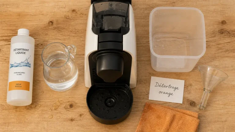 Voyant orange dolce gusto, détartrage : 0,5 L d’eau et détartrant