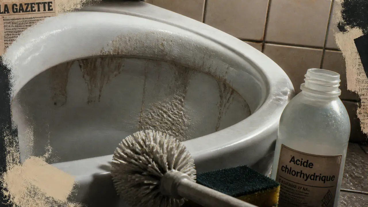 Acide chlorhydrique toilette pour détartrer et déboucher WC, précautions