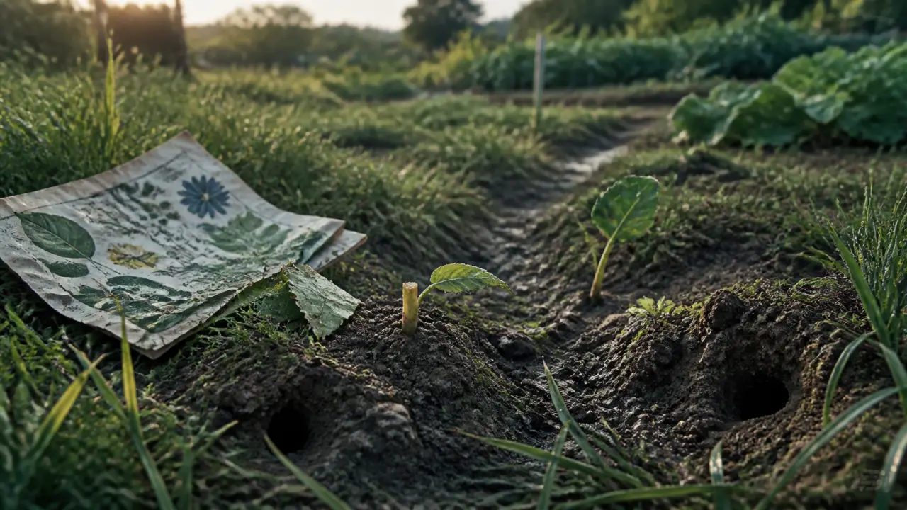 Campagnols : terriers et coulées dans l’herbe près du potager