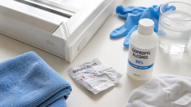 Enlever colle sur pvc fenetre : alcool isopropylique et microfibre
