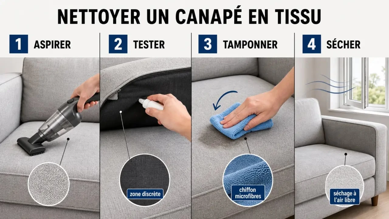 Nettoyant textile canapé : étapes de nettoyage d’un canapé en tissu non déhoussable