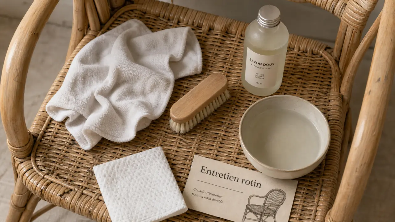 Entretien du rotin : chiffon et brosse pour préserver les fibres