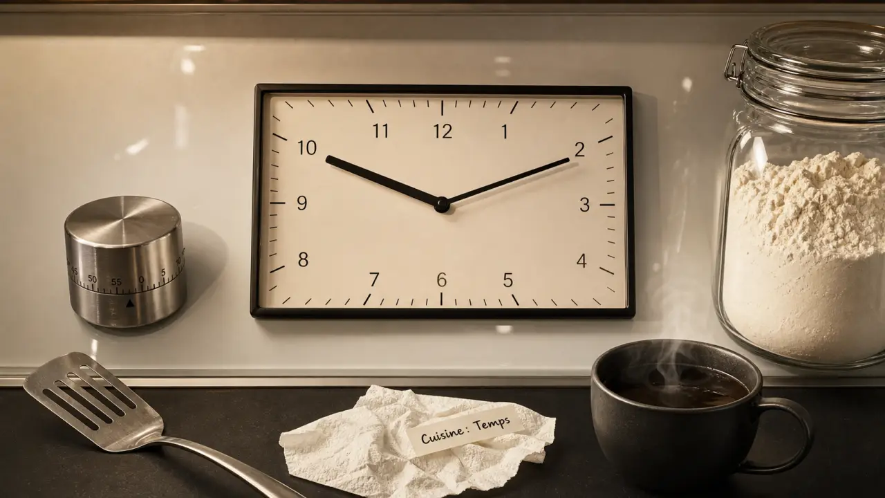 Pendule pour cuisine lisible, temps clair dans une cuisine moderne