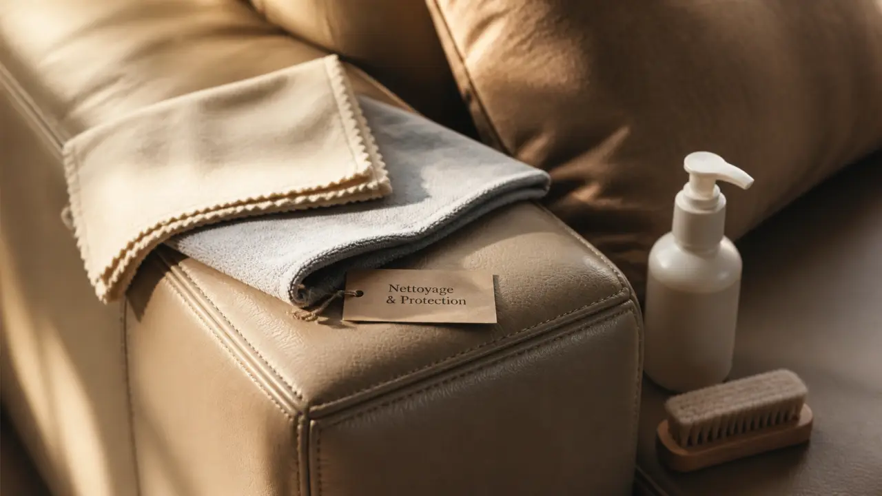Produit pour canapé : nettoyant cuir, tissu et velours (chamoisine, microfibre)