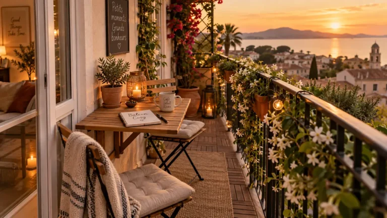 80 cm de large suffisent pour créer deux espaces sur un balcon extérieur Décoration balcon extérieur avec 80 cm : deux espaces sur balcon étroit