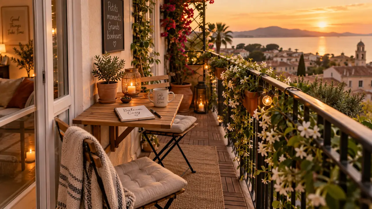 Décoration balcon extérieur avec 80 cm : deux espaces sur balcon étroit