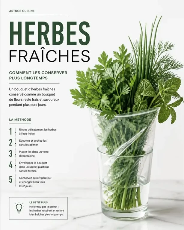 Astuce cuisine : conservation des herbes fraîches