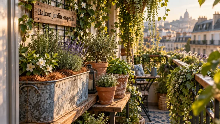 Plantes grimpantes pour balcon sur treillis : jardin suspendu
