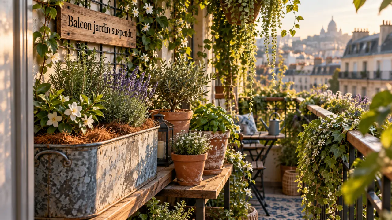 Plantes grimpantes pour balcon sur treillis : jardin suspendu