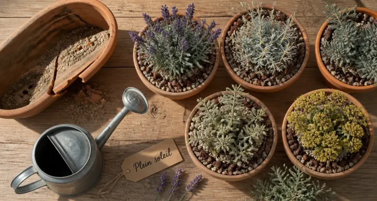 Plantes de balcon plein soleil sans arrosage : la bonne sélection dépend surtout du pot Plantes plein soleil sans arrosage balcon en pots, lavande et sedum