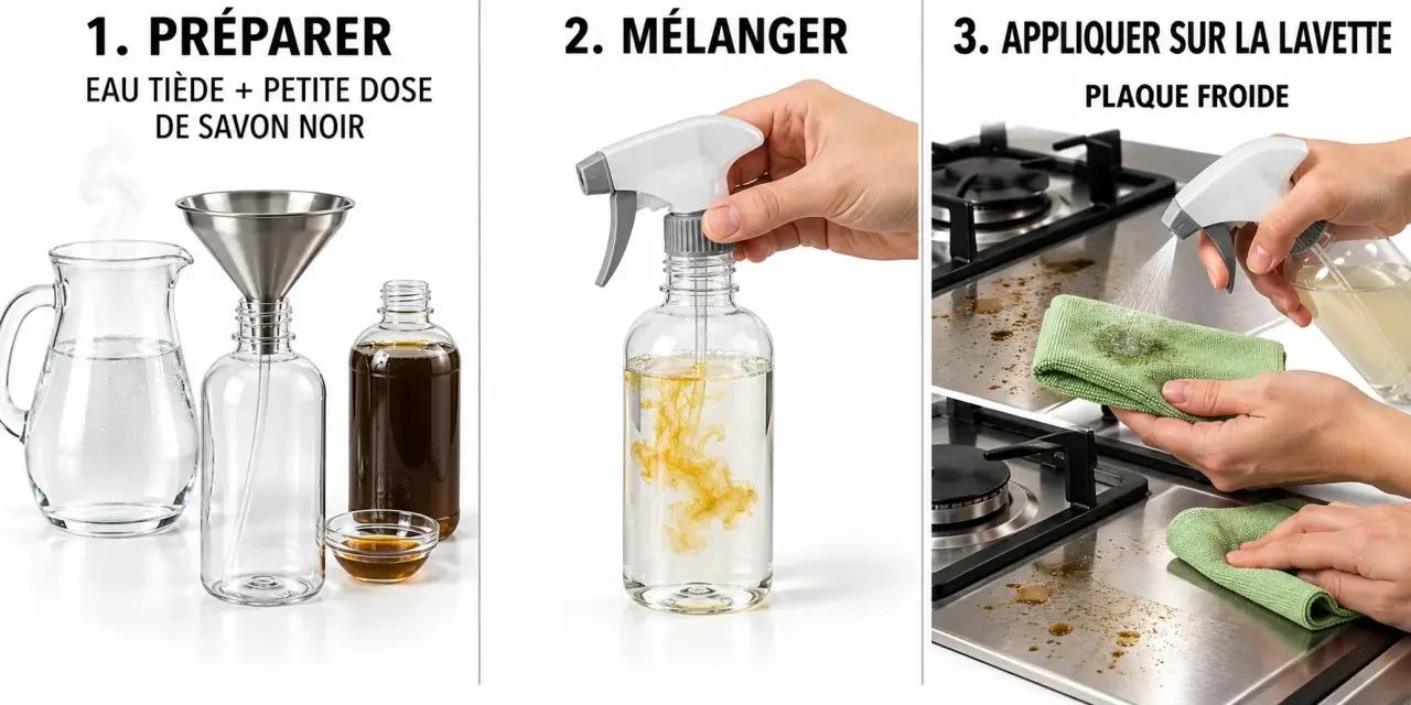 Préparation et utilisation d’un nettoyant cuisine maison au savon noir