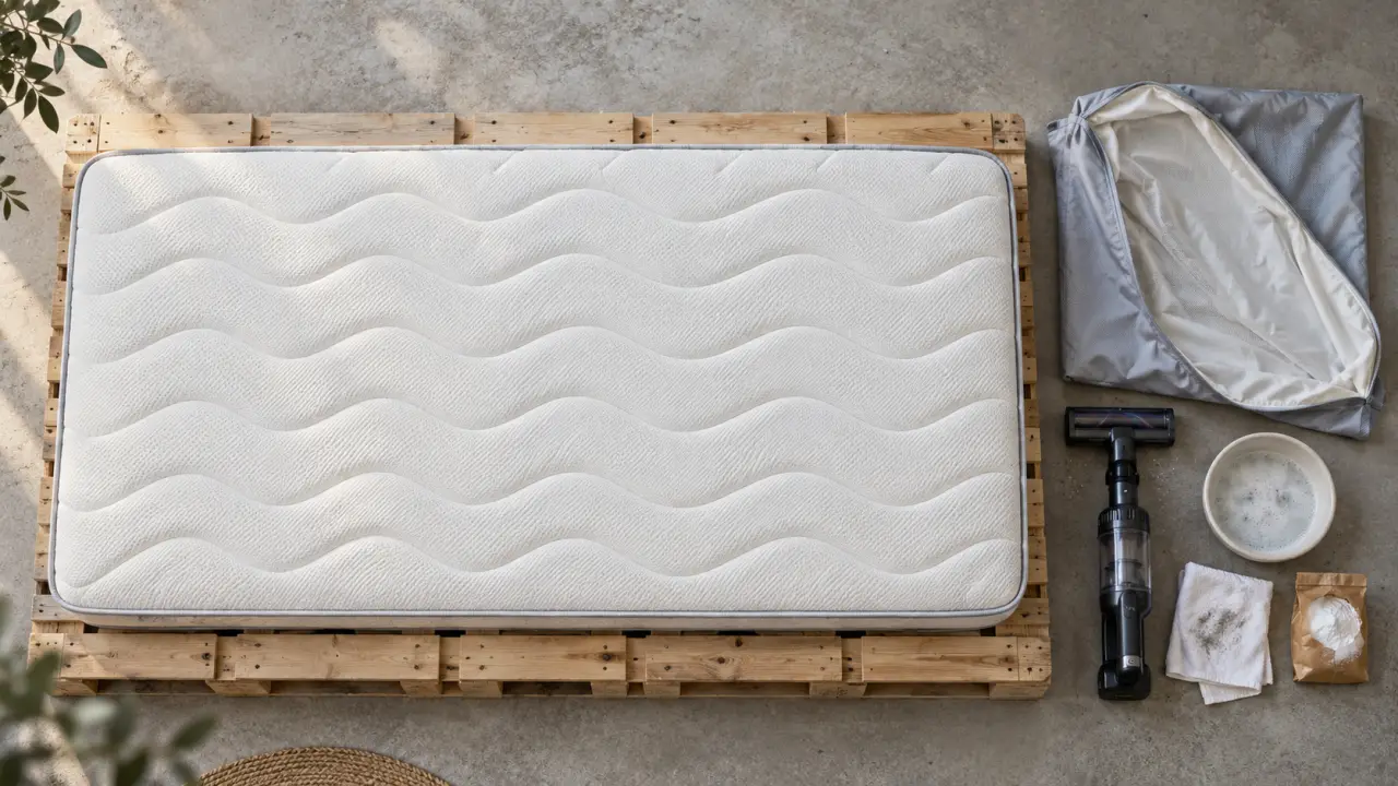 Stocker un matelas sans le déformer à plat sur palettes, housse respirante
